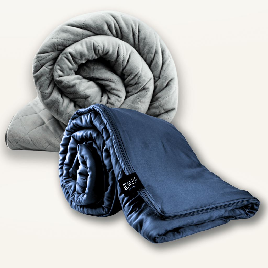 Night Owl Bundle - Size: TWIN 60x80 Weight: 15 lb Colours: Grey UltraPlush + Dusk Blue Breeze by Gravid